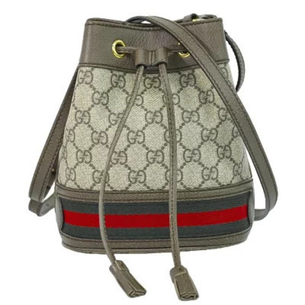 Gucci Ophidia Sherry GG Supreme Shoulder Bag Canvas Leather Beige Brown